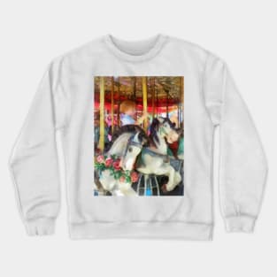 Carnival Midway - Little Boy on Carousel Crewneck Sweatshirt